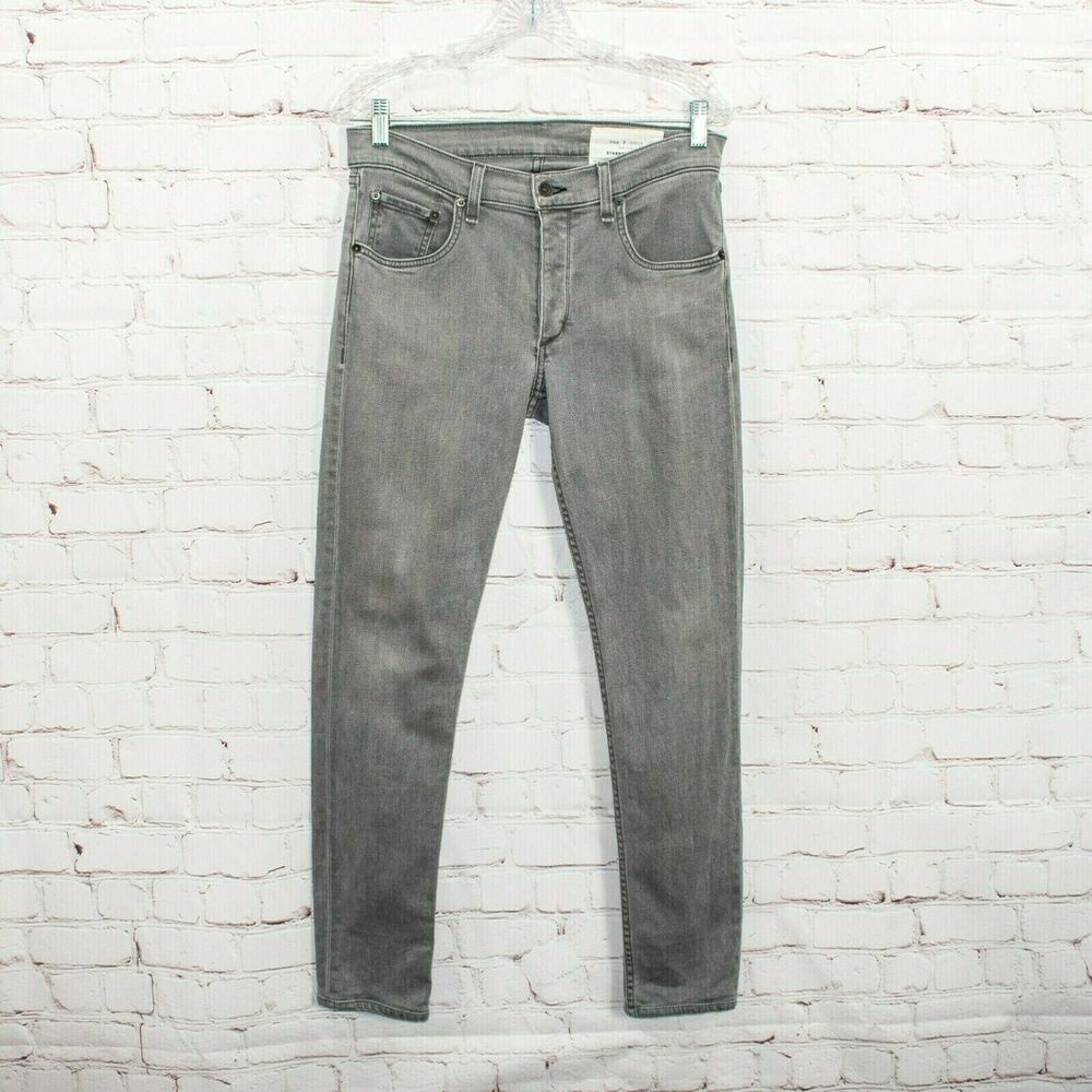 Rag & Bone Standard Issue Fit 0 Supper Skinny Denim Jean Gray Size 32